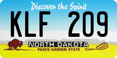 ND license plate KLF209