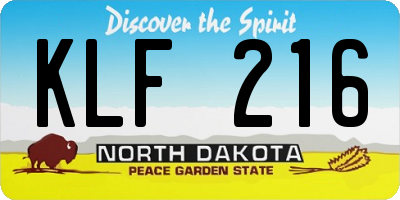 ND license plate KLF216