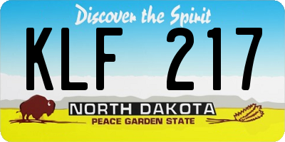 ND license plate KLF217