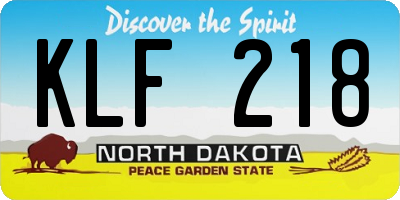 ND license plate KLF218