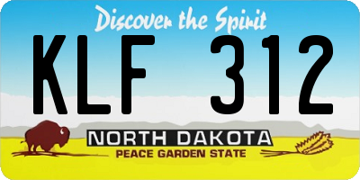 ND license plate KLF312
