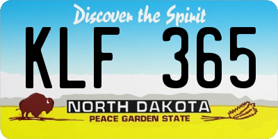 ND license plate KLF365