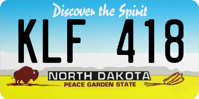ND license plate KLF418