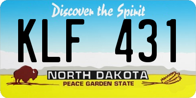 ND license plate KLF431
