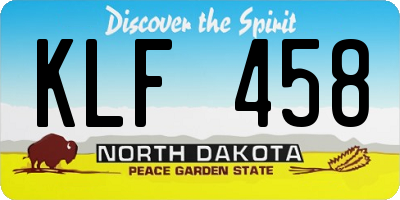 ND license plate KLF458