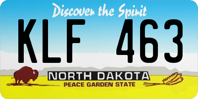 ND license plate KLF463