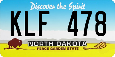ND license plate KLF478