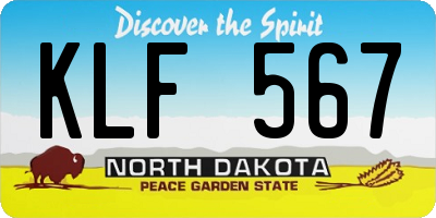 ND license plate KLF567