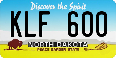 ND license plate KLF600