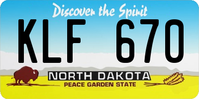 ND license plate KLF670