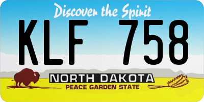 ND license plate KLF758