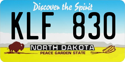 ND license plate KLF830