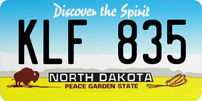ND license plate KLF835
