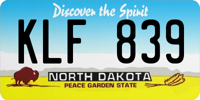 ND license plate KLF839