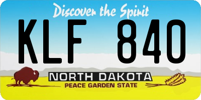 ND license plate KLF840