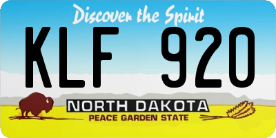 ND license plate KLF920