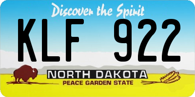 ND license plate KLF922