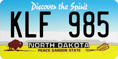 ND license plate KLF985