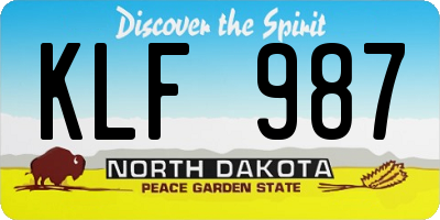 ND license plate KLF987