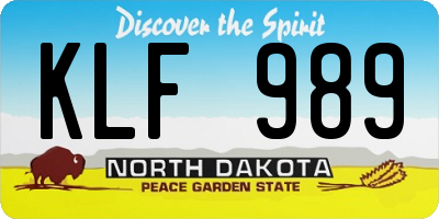 ND license plate KLF989