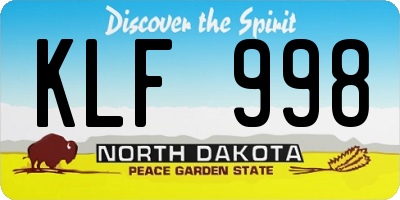 ND license plate KLF998