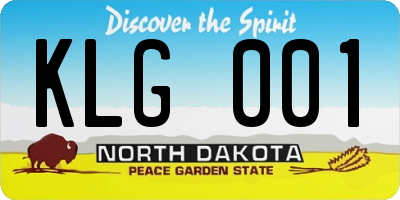 ND license plate KLG001