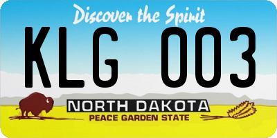 ND license plate KLG003