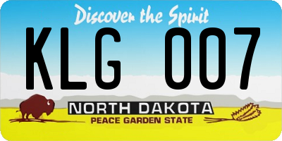 ND license plate KLG007