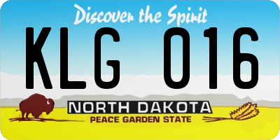 ND license plate KLG016