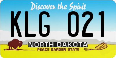 ND license plate KLG021