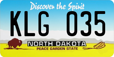 ND license plate KLG035