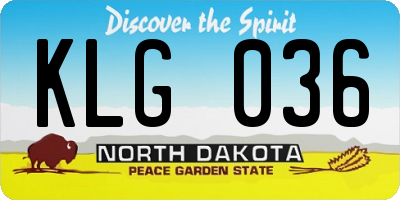 ND license plate KLG036