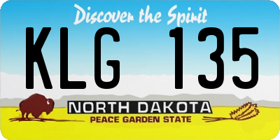 ND license plate KLG135