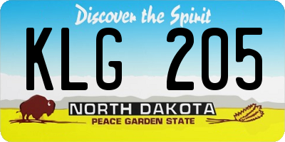 ND license plate KLG205