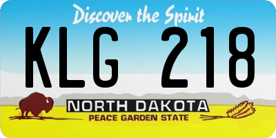 ND license plate KLG218