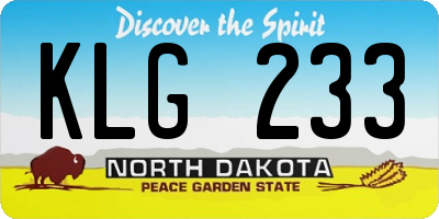ND license plate KLG233