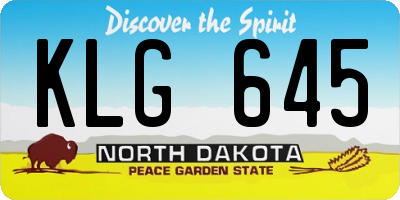 ND license plate KLG645