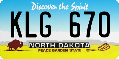 ND license plate KLG670