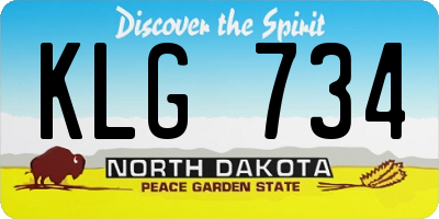 ND license plate KLG734