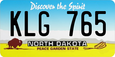 ND license plate KLG765