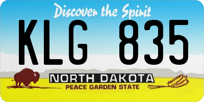 ND license plate KLG835