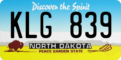 ND license plate KLG839