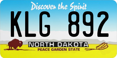 ND license plate KLG892