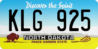 ND license plate KLG925