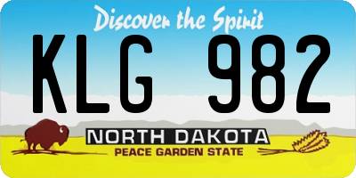 ND license plate KLG982