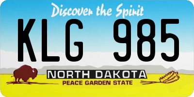 ND license plate KLG985