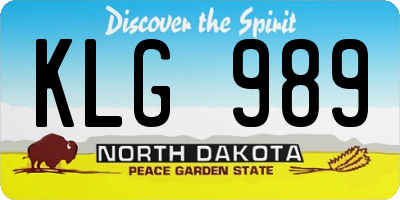 ND license plate KLG989