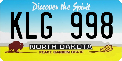 ND license plate KLG998