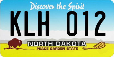 ND license plate KLH012