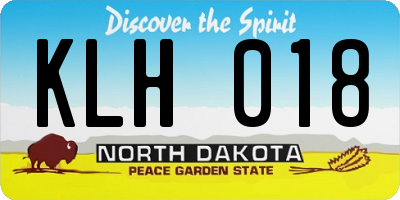 ND license plate KLH018
